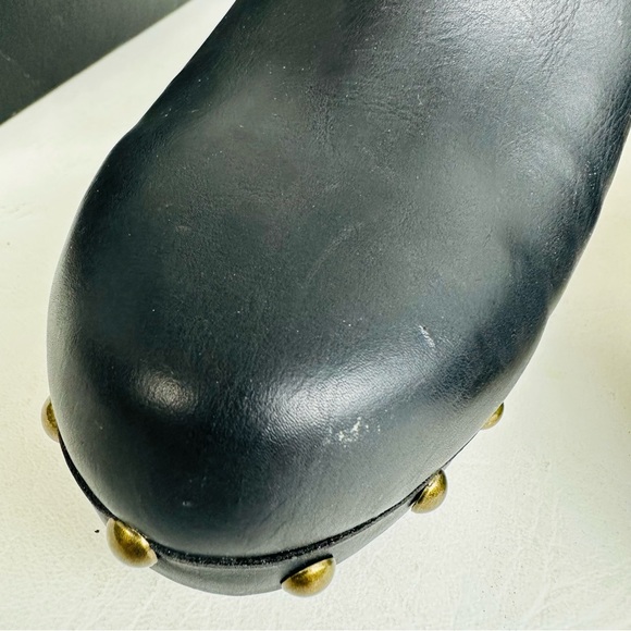 Report Womens Union Studded Mules Leather Slip on Clogs Block Heel Black Sz 9 - Picture 3 of 10